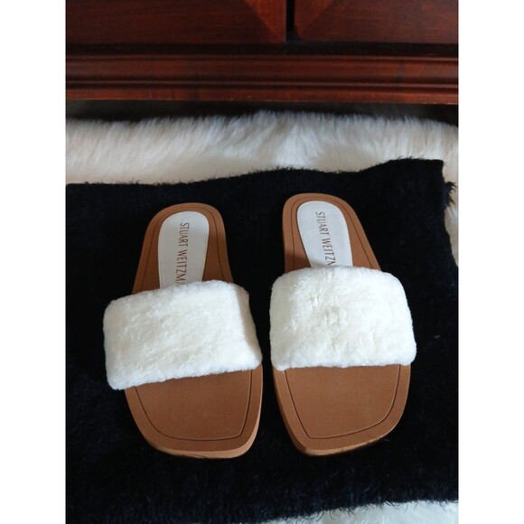 NWOT Stuart Weitzman Cammy Ivory Shearling Slide-On Women's Size 8.5B $249 - Picture 2 of 7